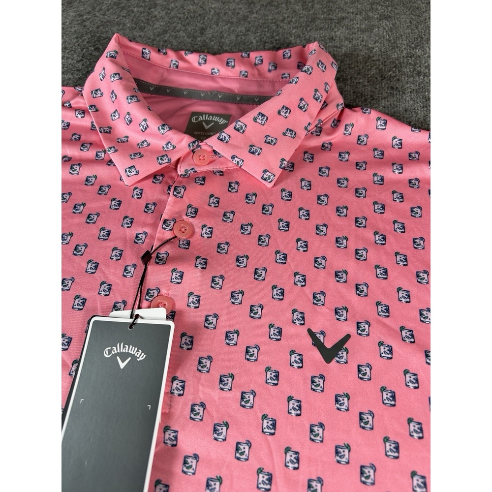 CALLAWAY Polo Golf Men Opti-Dri / Pink Size XL New NWT Performance